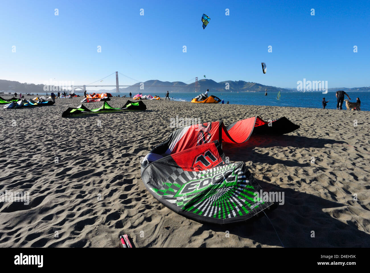 Kite surfing near Crissy Field, San Francisco CA Stock Photo Alamy