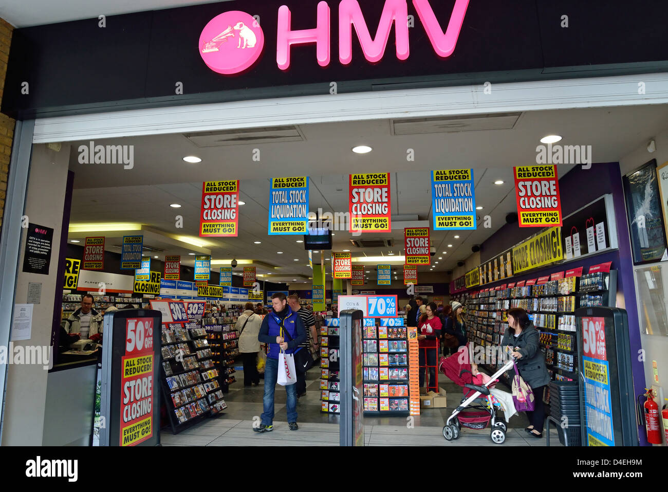 Closing down sale at HMV entertainment store, Two Rivers Shopping