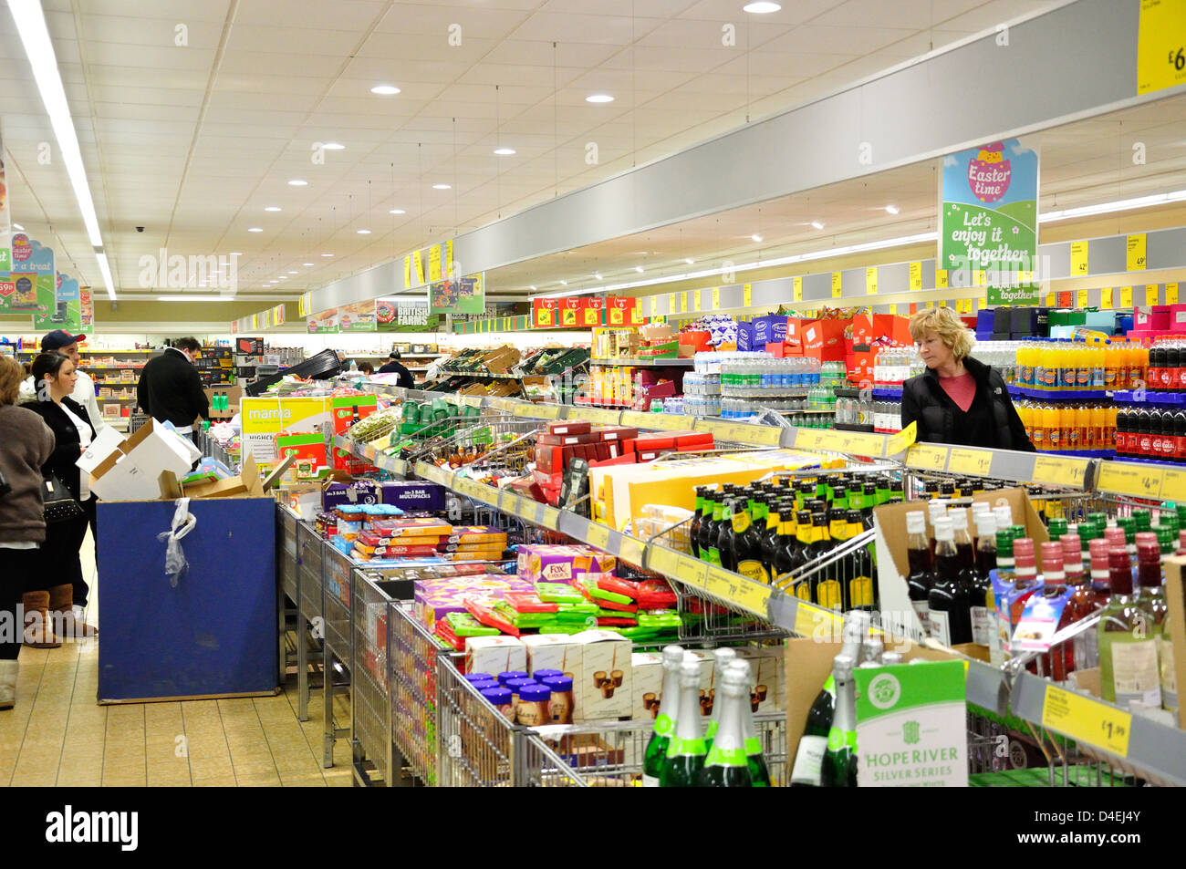 Interior of Aldi supermarket, High Street, Feltham, London Borough of Hounslow, Greater London, England, United Kingdom Stock Photo