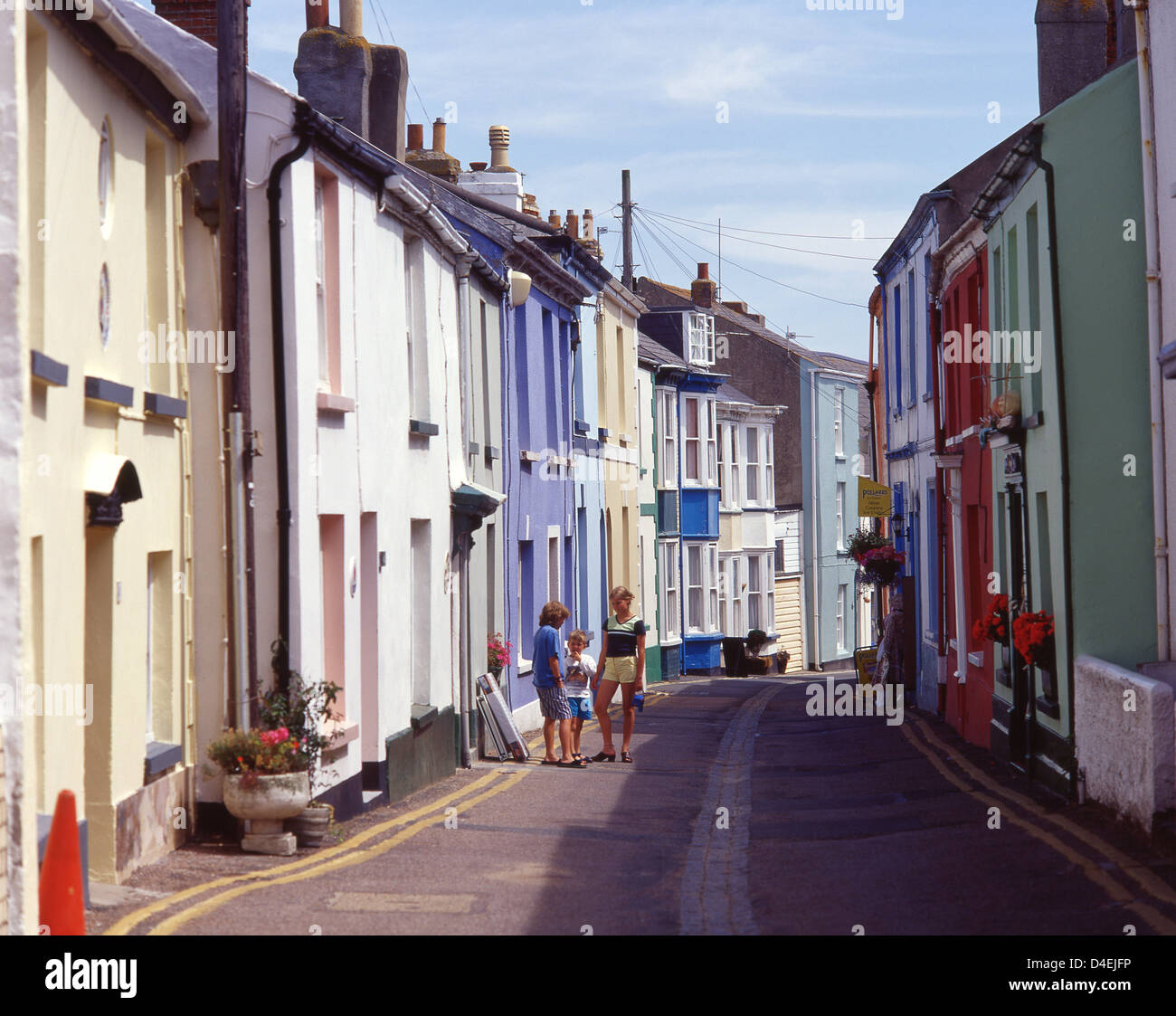 Colourful houses in street, Appledore, Devon, England, United Kingdom