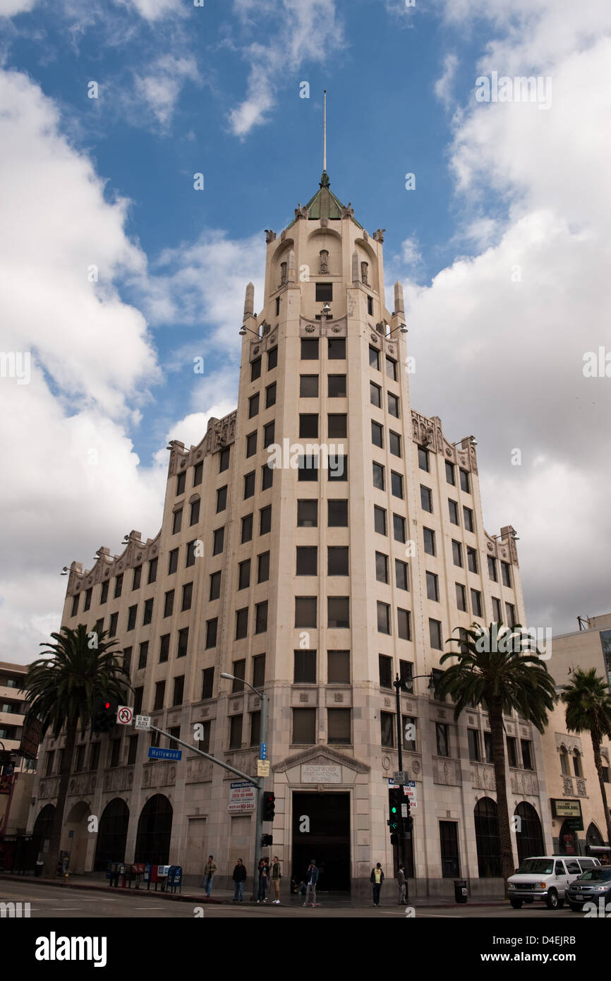 Los Angeles, USA, the First National Bank Building on Hollywood Boulevard Stock Photo