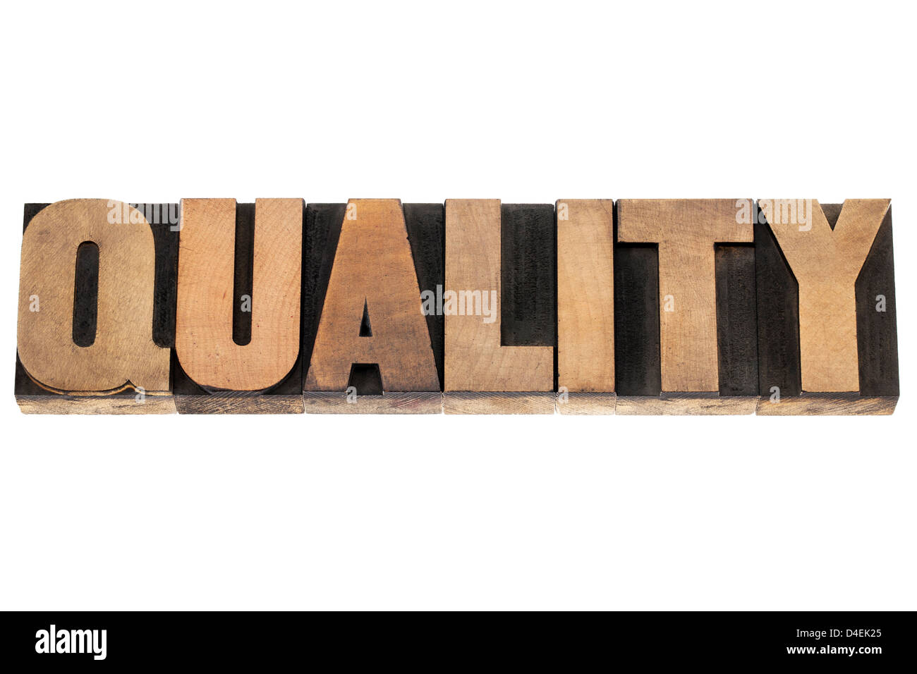 quality - business concept - isolated word in vintage letterpress wood type printing blocks Stock Photo