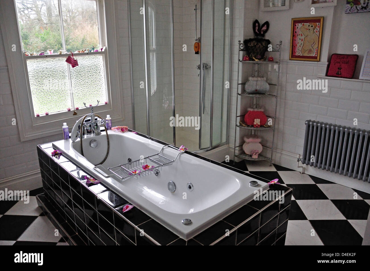 Bath and shower in bathroom, Ascot, Berkshire, England, United Kingdom