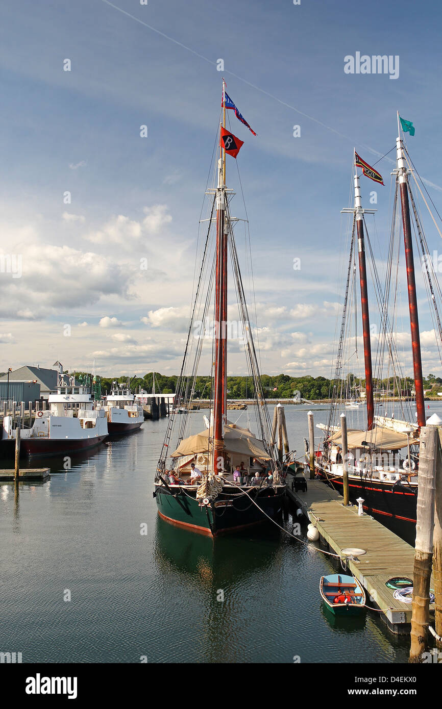 Windjammers docked at Rockland Windjammer Wharf, Rockland, Maine Stock