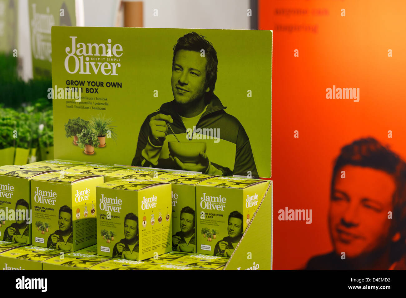 Berlin, Germany, the products of the British celebrity chef Jamie Oliver at Fruit Logistica 2011 Stock Photo