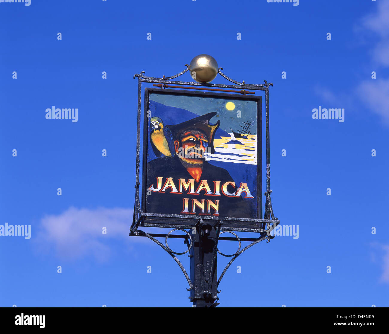 Jamaica Inn sign, Bodmin Moor, Altarnun, Cornwall, England, United Kingdom Stock Photo
