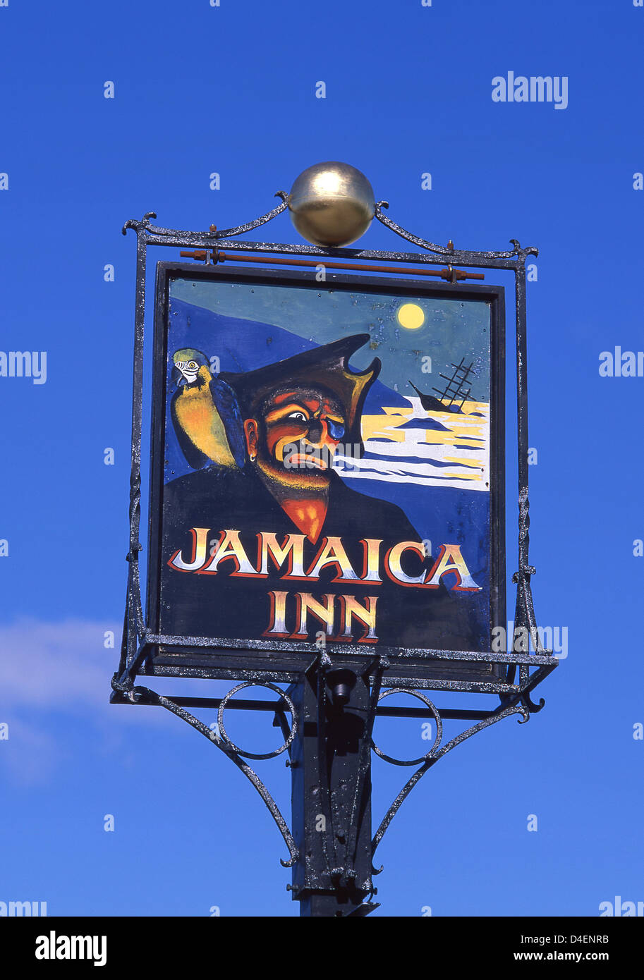 Jamaica Inn sign, Bodmin Moor, Altarnun, Cornwall, England, United Kingdom Stock Photo