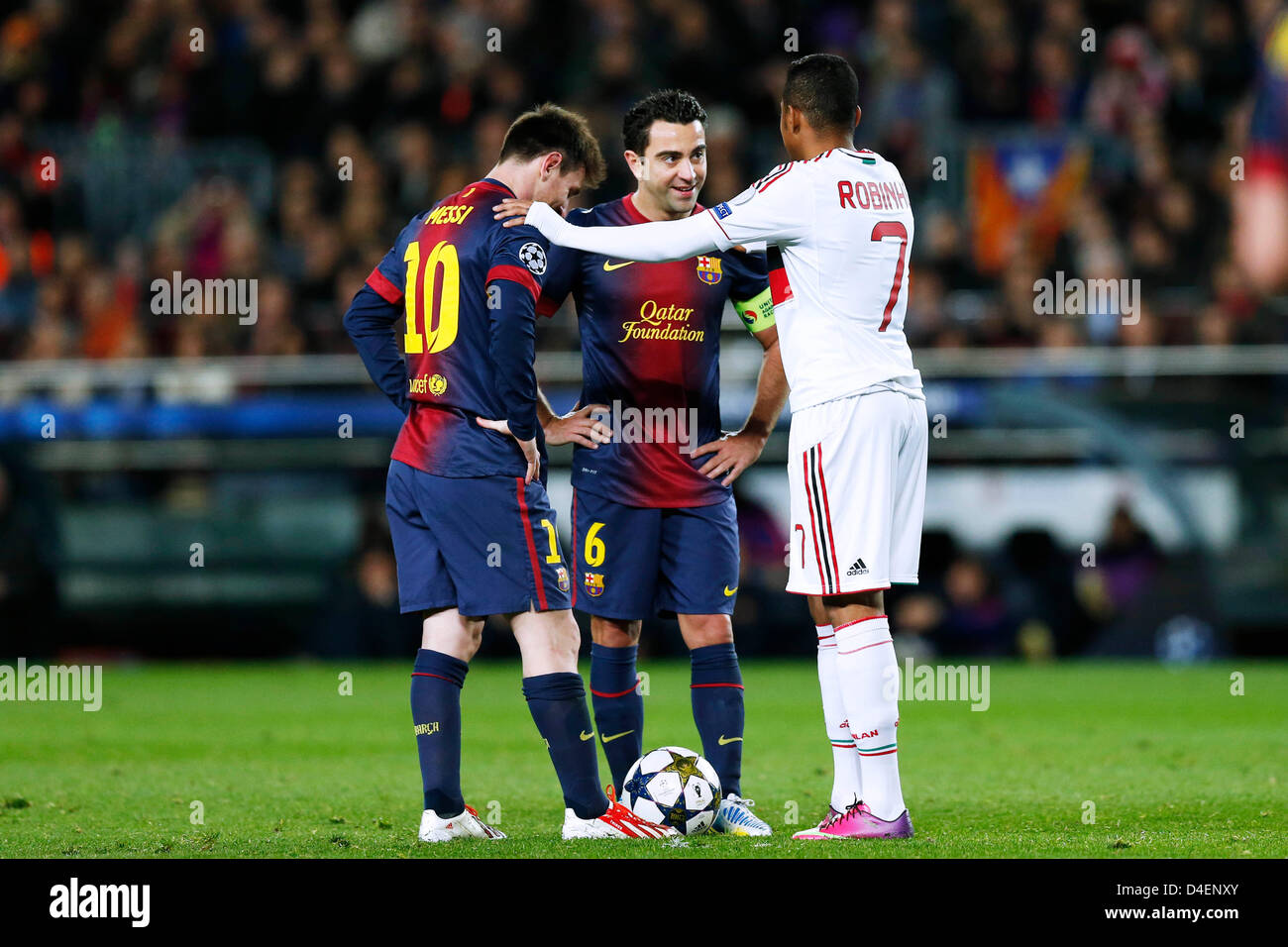 Barcelona Spain 12th March 2013 L To R Lionel Messi Xavi Stock Photo Alamy