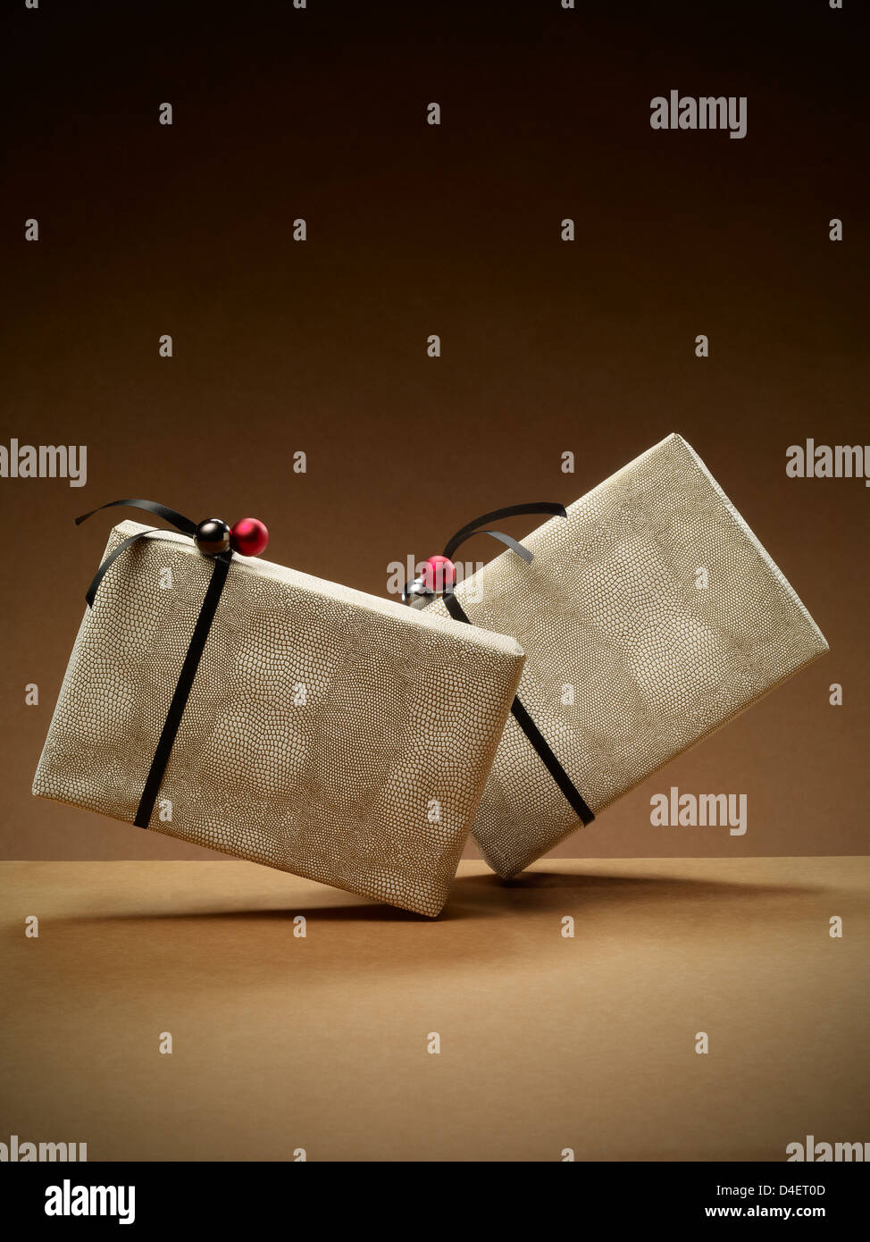 Wrapped Christmas presents Stock Photo