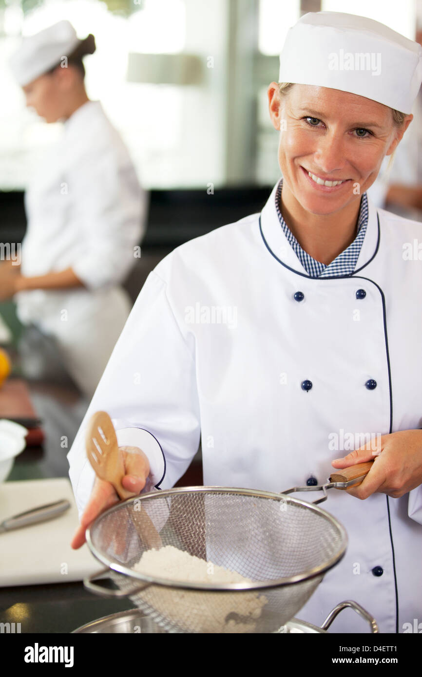 Chef baking in restaurant kitchen Stock Photo