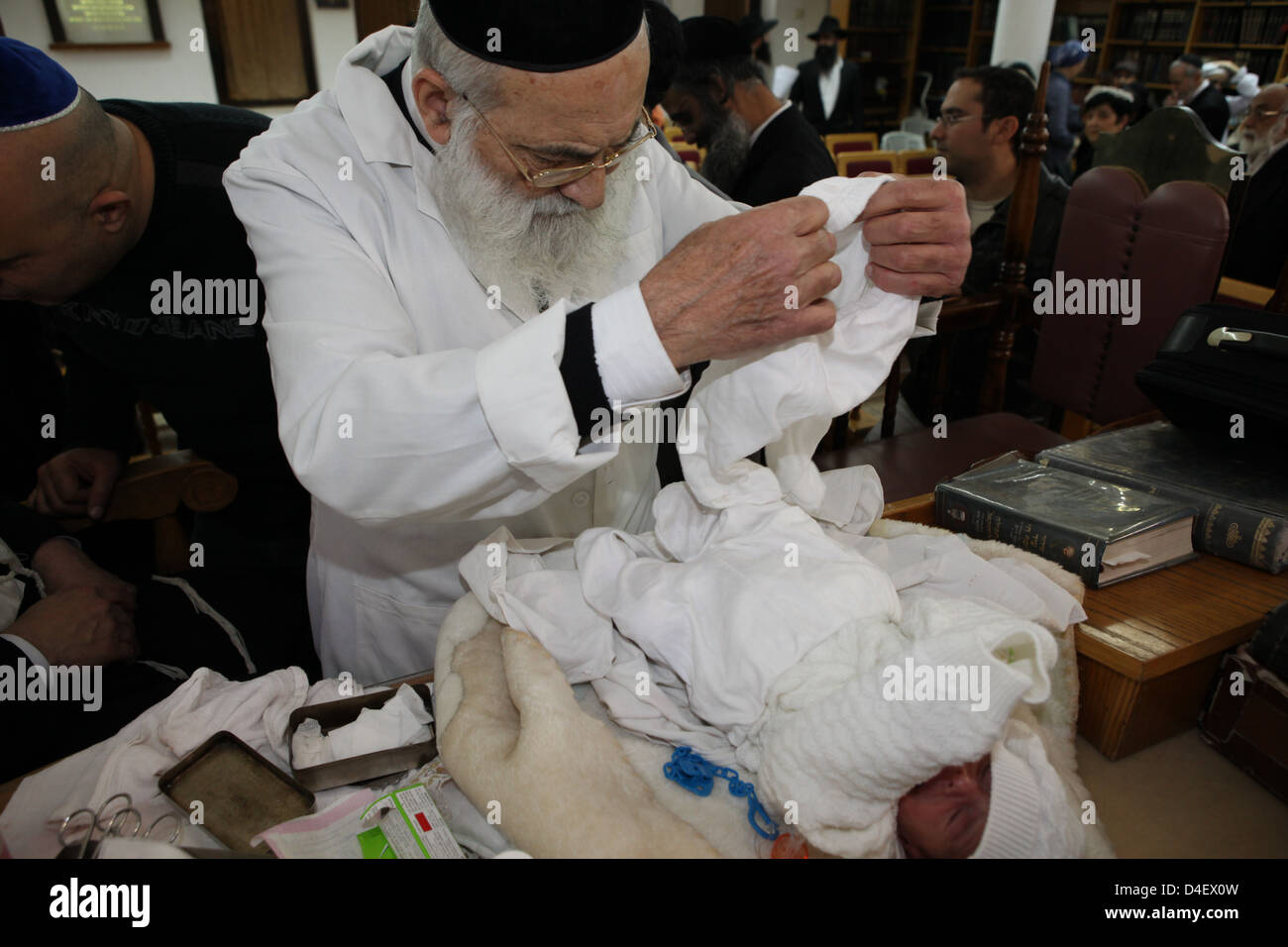 Circumcision Brit Mila Ceremony The mohel at work Stock Photo Alamy