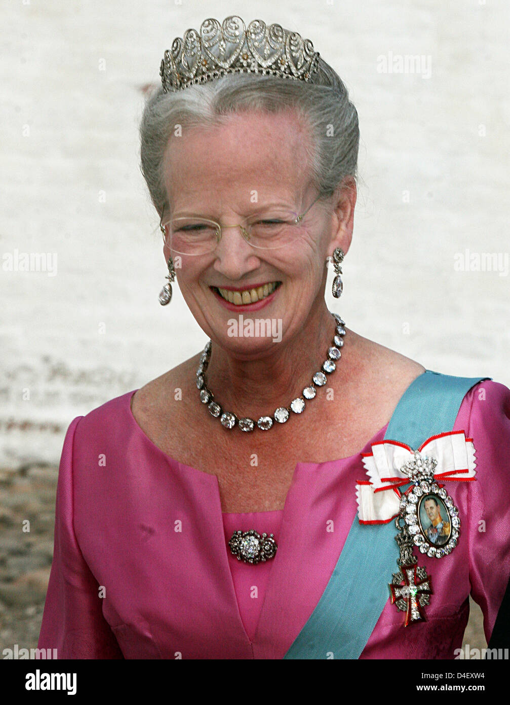 Queen Margrethe II of Denmark arrives for the church wedding of Prince
