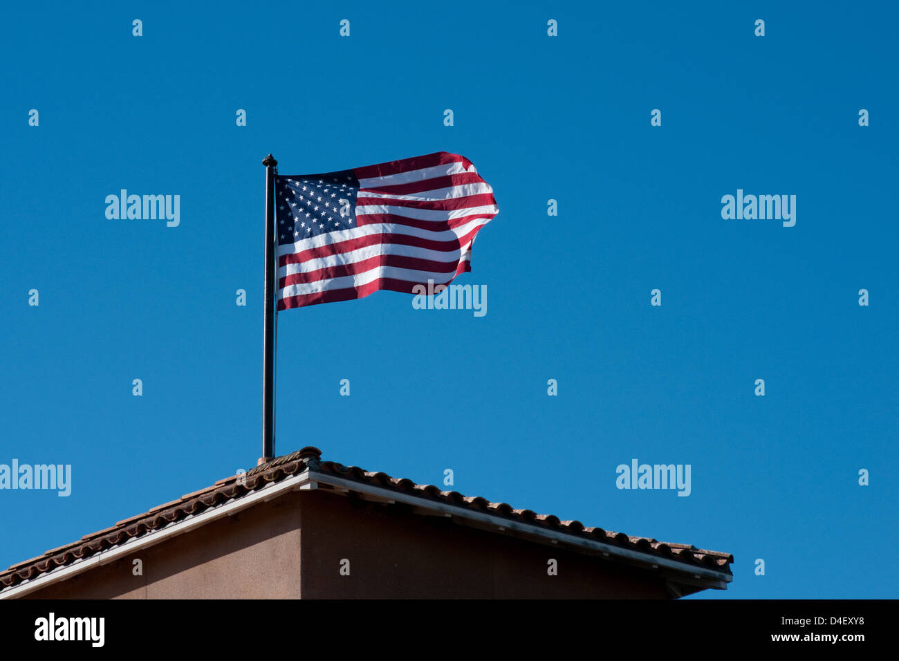 Sonoma, United States, U.S. flag on the roof of the winery Viansa Winery in Napa Valley Stock Photo