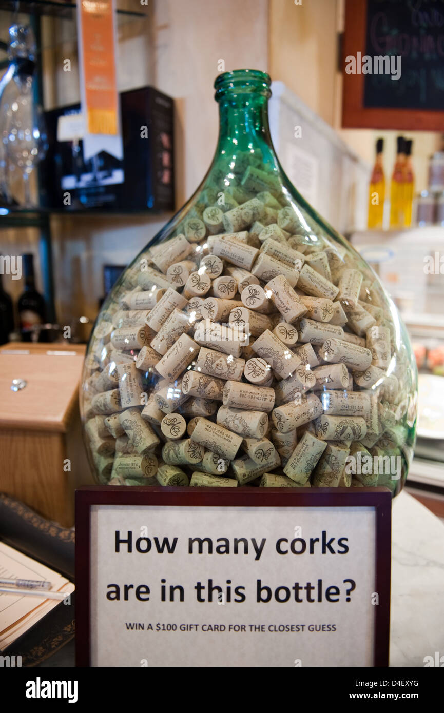 Sonoma, USA, with wine bottle corks in the shop the winery Viansa Winery Stock Photo