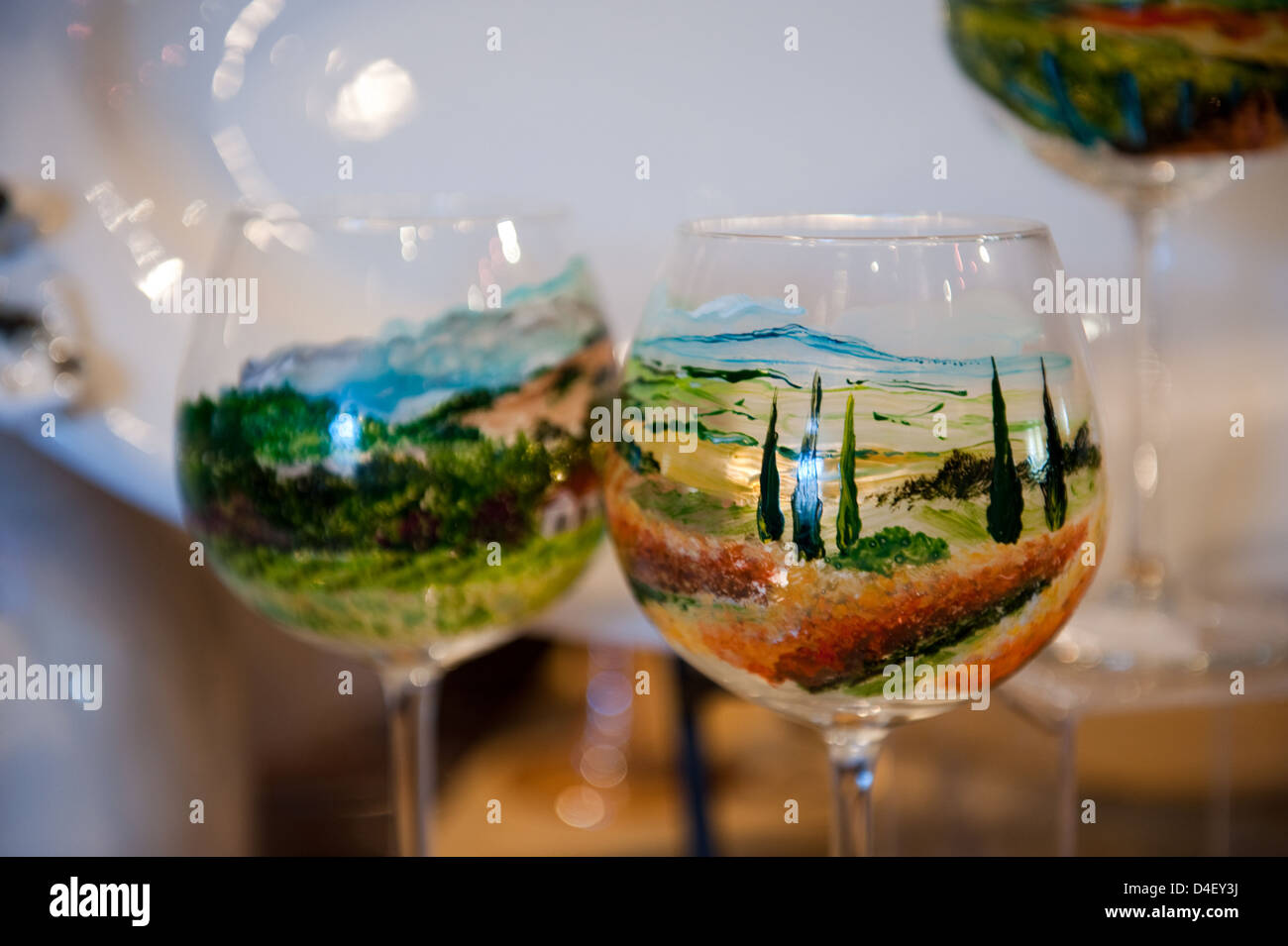Sonoma, United States, wine glasses of the winery Viansa Winery Stock Photo