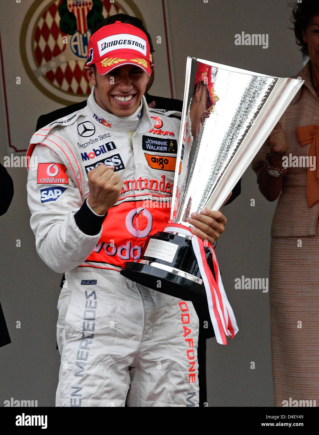 Winning trophies for mclaren lewis hamilton hi-res stock