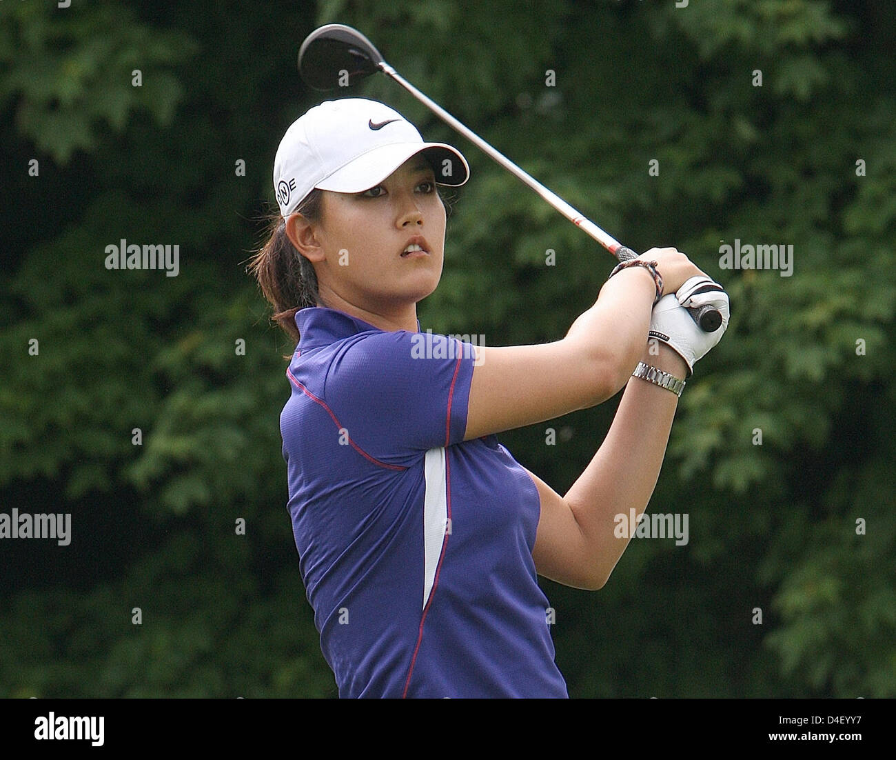 US professional golfer of Korean origin, Michelle Wie, pictured in action on golf course 'Gut Haeusern' near Markt Indersdorf, Germany, 28 May 2008. 121 professional golfers and seven amateurs will participate in the 'HypoVereinsbank Ladies German Open 2008' being held from 29 May until 01 June. The top 60 players will compete in the finals on the weekend. Photo: URSULA DUEREN Stock Photo