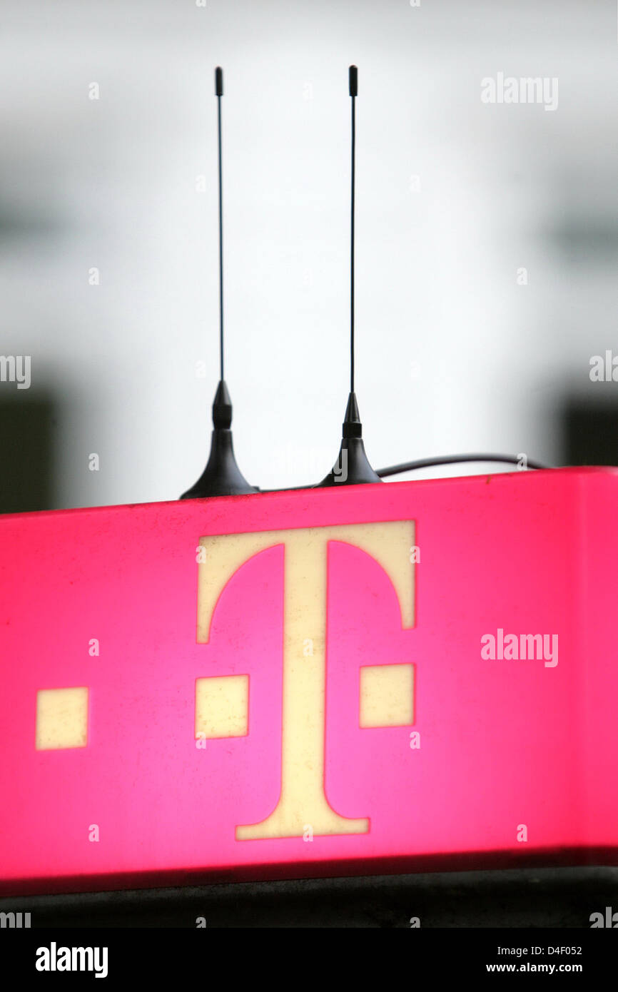 Two Antennas Symbolically Stand On A Telekom Logo In Hamburg Stock Photo Alamy