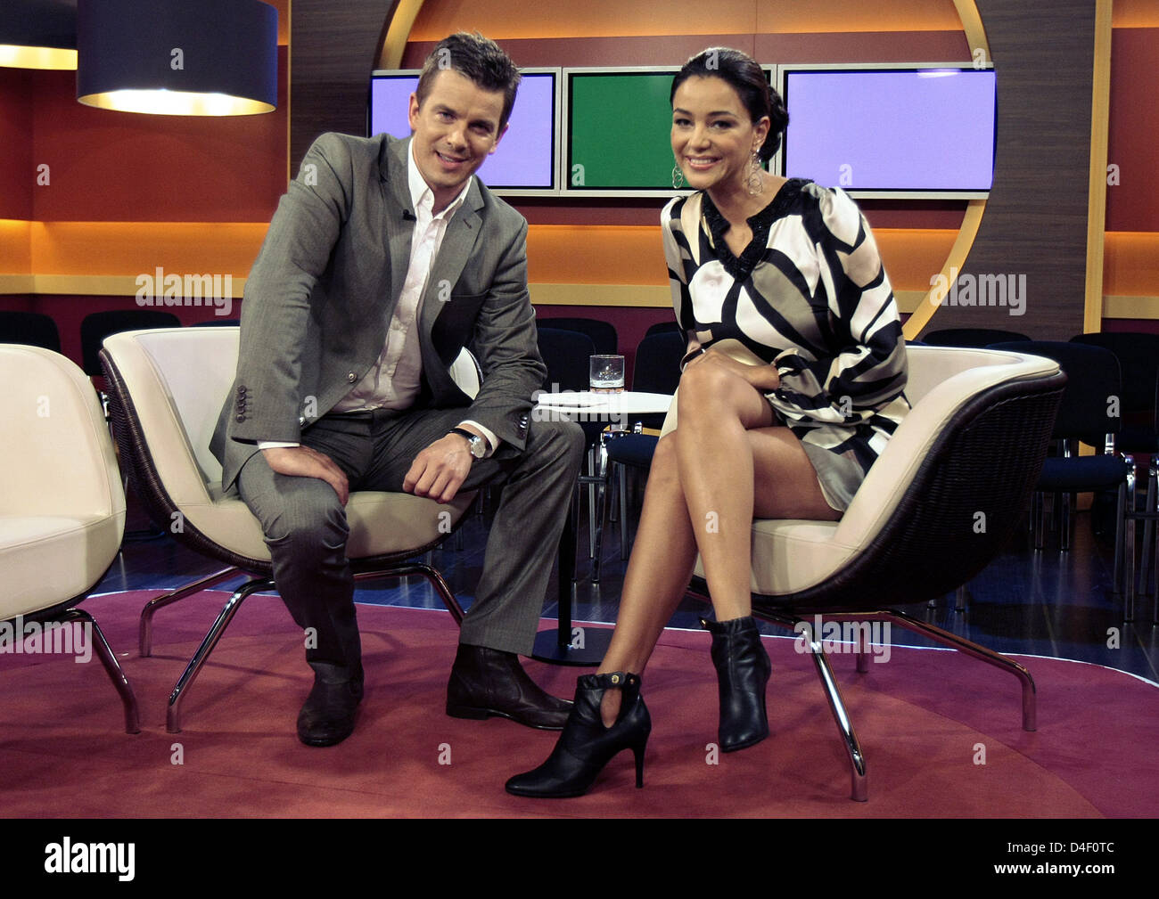 German commercial icon Verona Pooth (R) and chat show host Markus Lanz