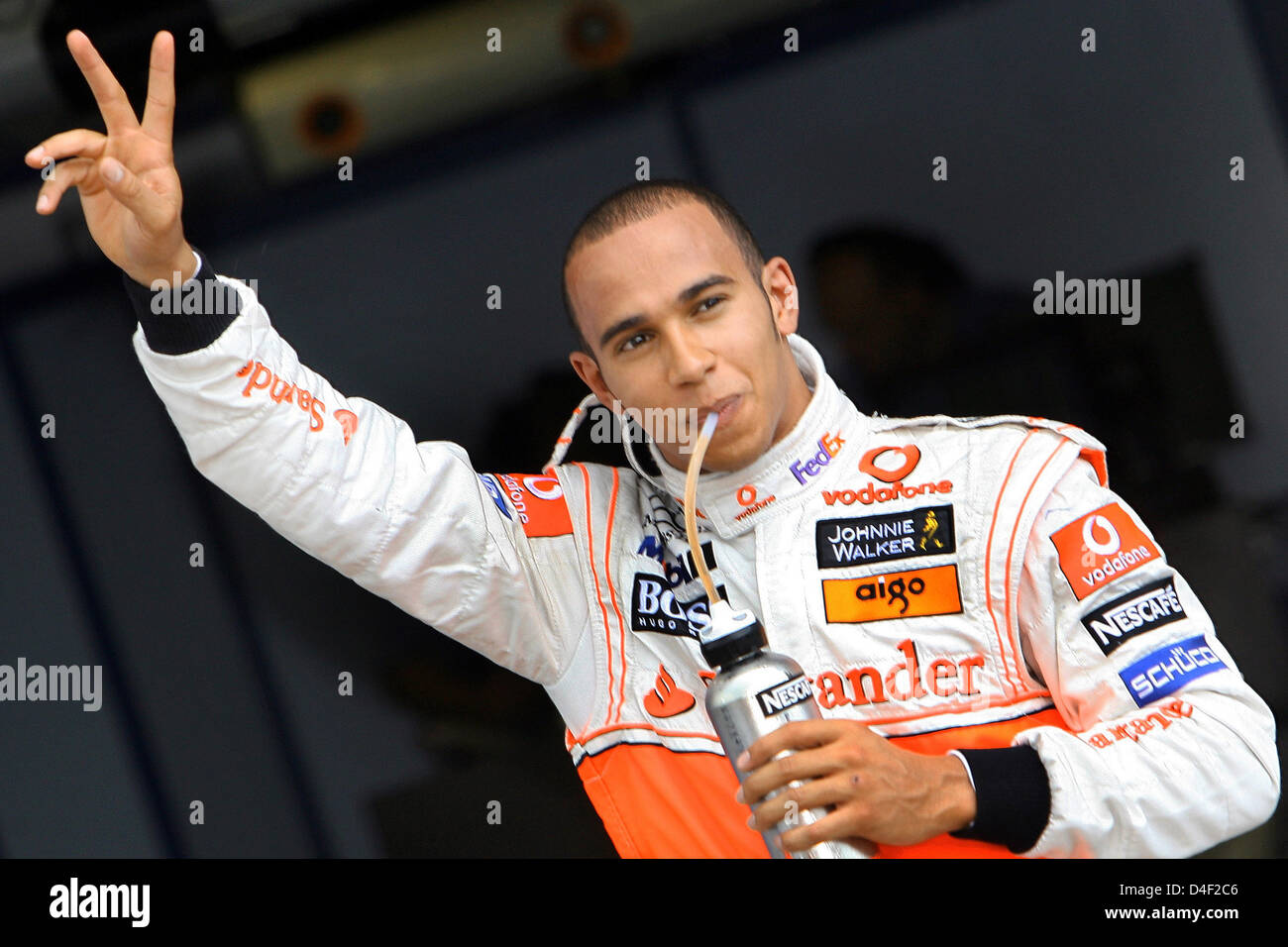 British Formula One driver Lewis Hamilton of McLaren Mercedes reacts ...