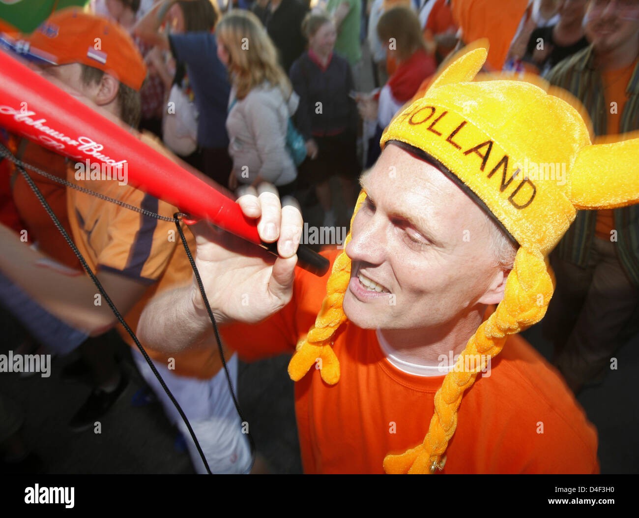 A Dutch fan cheers his squad in the UEFA EURO 2008 Group C match