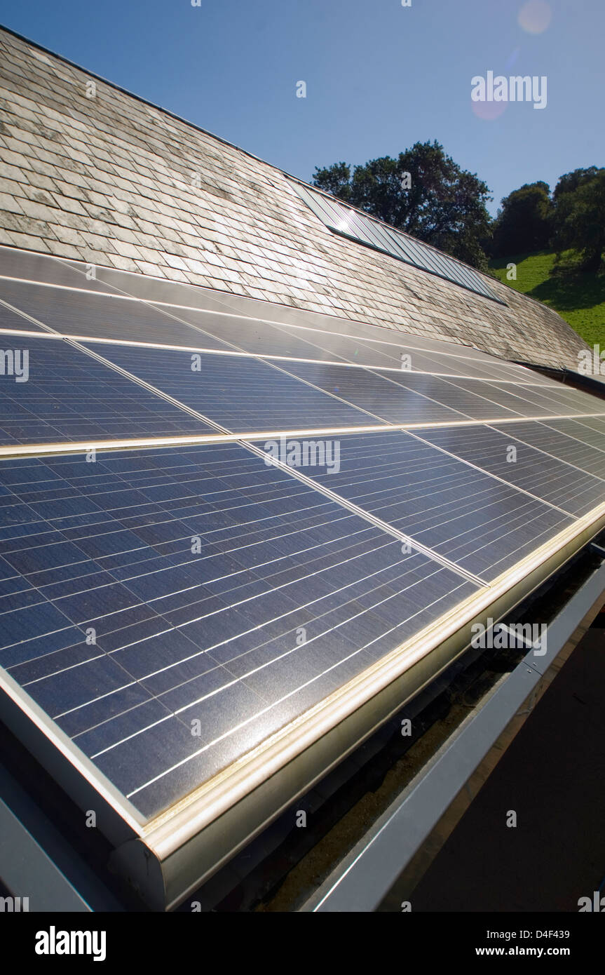 Close up of solar panels outdoors Stock Photo