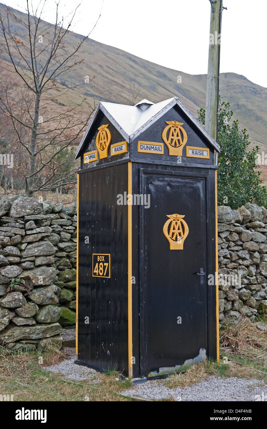 AA old Telephone Box number 487 on the A591 near Grasmere in the Lake