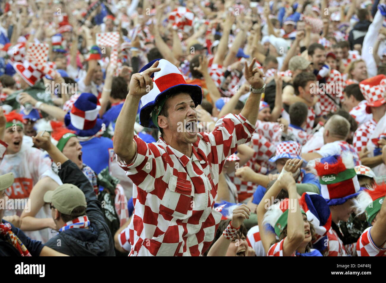 A Croatian supporter cheers after the 20 during the UEFA EURO 2008