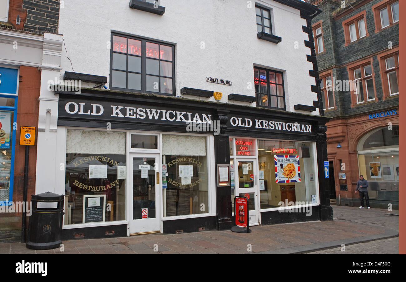 Old Keswickian Fish and chip shop Restaurant in Keswick Cumbria in the