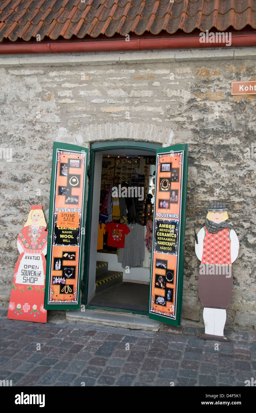Front shop entrance selling Estonian souvenirs in Toompea, Tallinn Old Town, Tallinn, Estonia, Baltic States Stock Photo