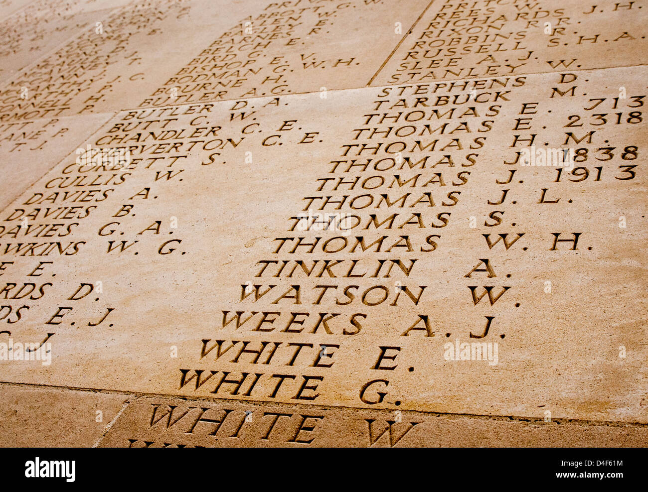 Names of the Missing from the World War One Battle of The Somme on The Thiepval Memorial, Picardie, France Stock Photo