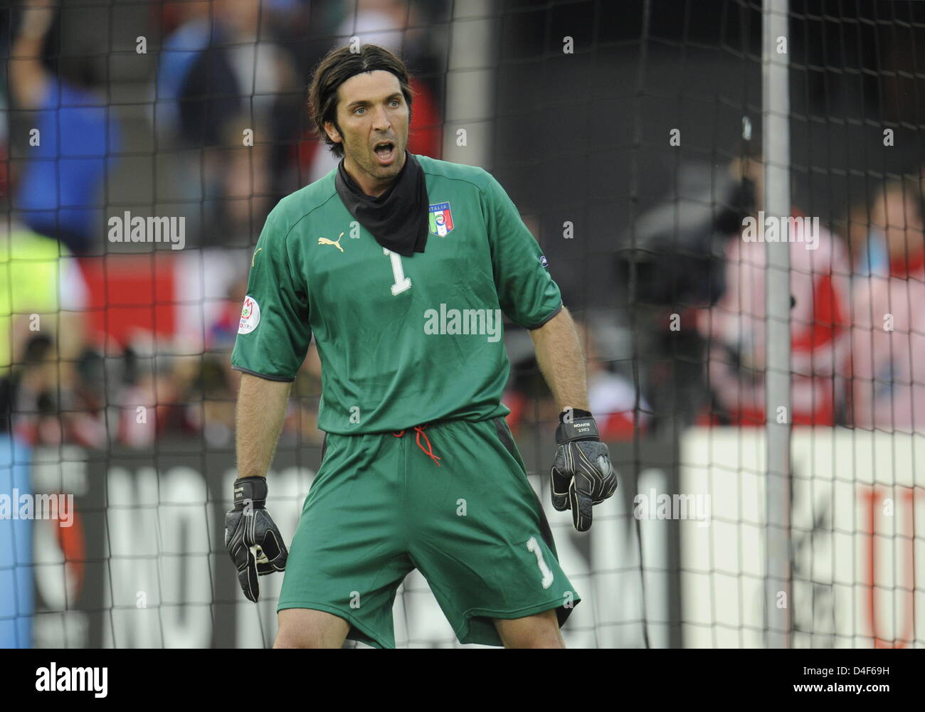 Goalkeeper Gianluigi Buffon jubilates after the saved penalty of Adrian ...
