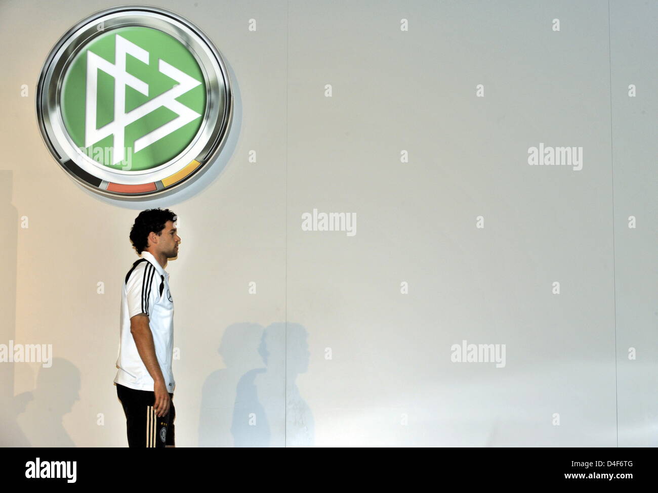 Germany's Captain Michael Ballack during a press conference of German national soccer team in Tenero near Locarno, Switzerland, 15 June 2008. Foto: Peter Kneffel dpa +++###dpa###+++ Stock Photo