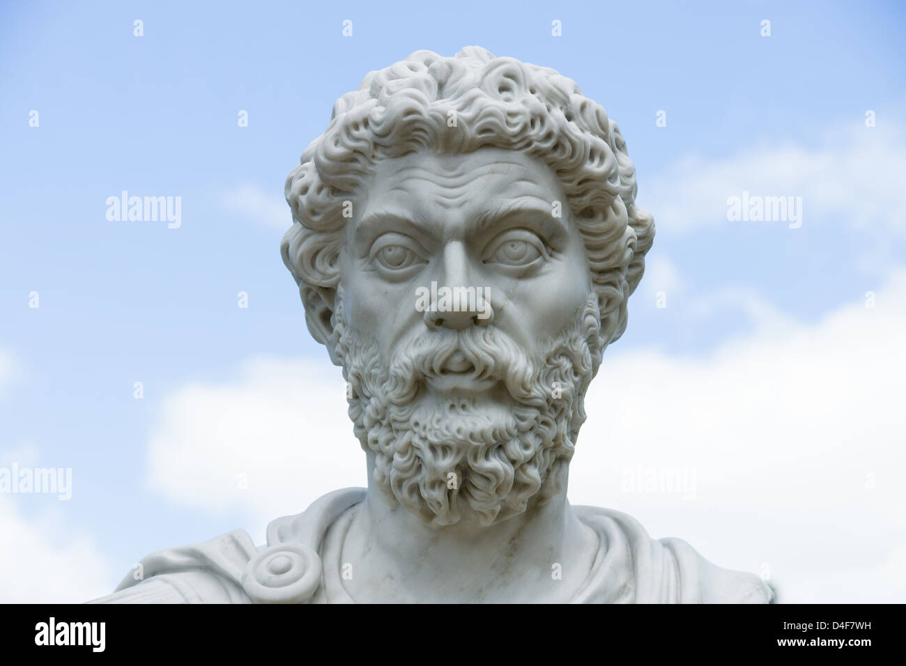 Marble bust of an ancient hero. Sanssouci. Podsdam. Germany Stock Photo