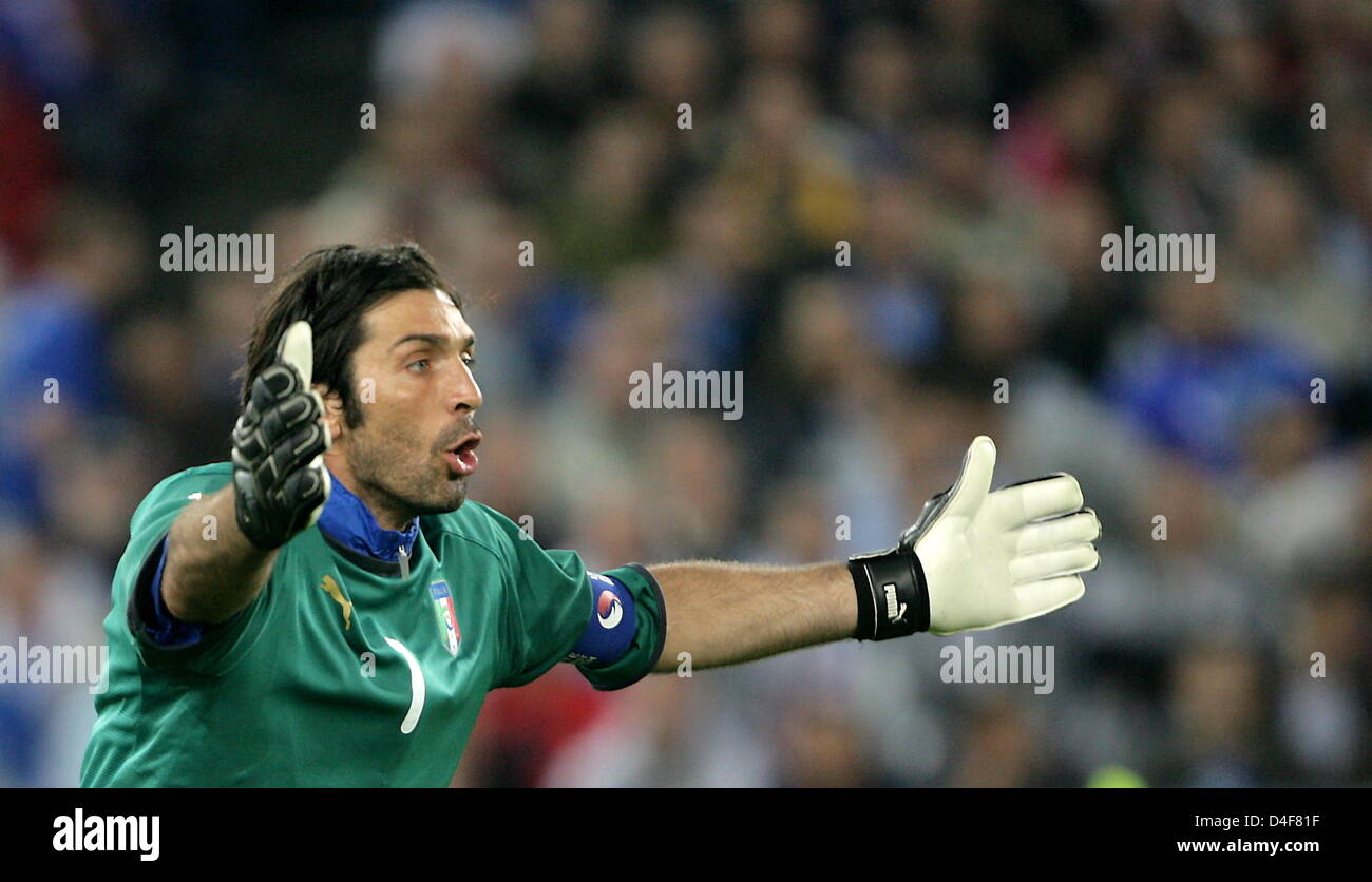Goalkeeper Gianluigi Buffon of Italy gestures during the UEFA EURO 2008 ...