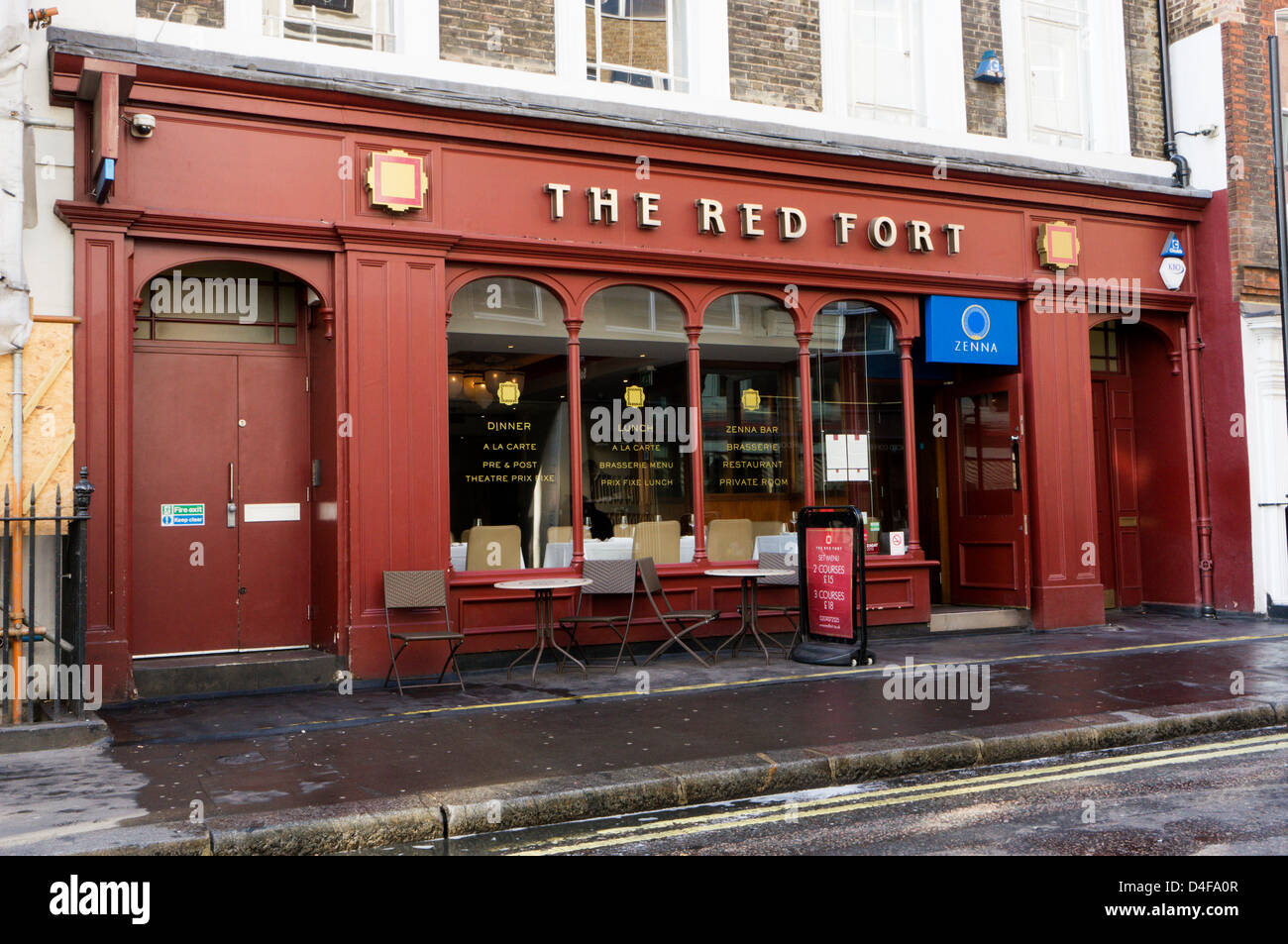 The Red Fort Indian Restaurant in Dean Street, Soho, London. Stock Photo