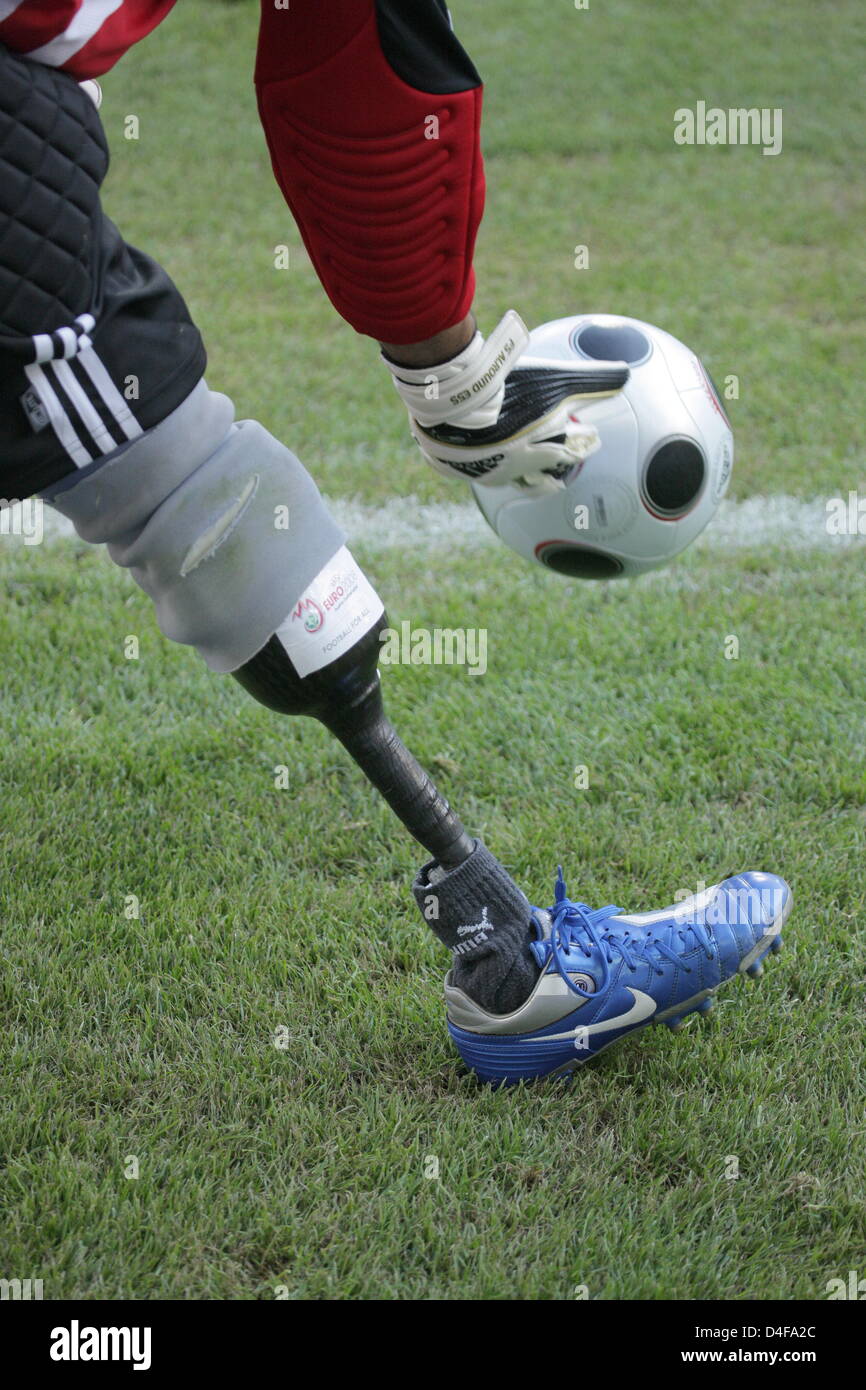 Friendly match disabled soccer players hires stock photography and