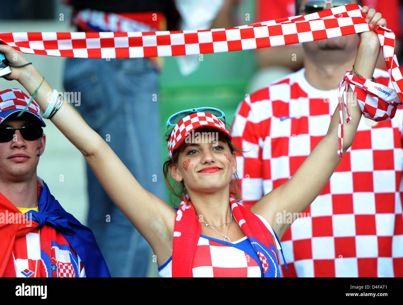 A female supporter of Croatia cheers prior to the UEFA EURO 2008