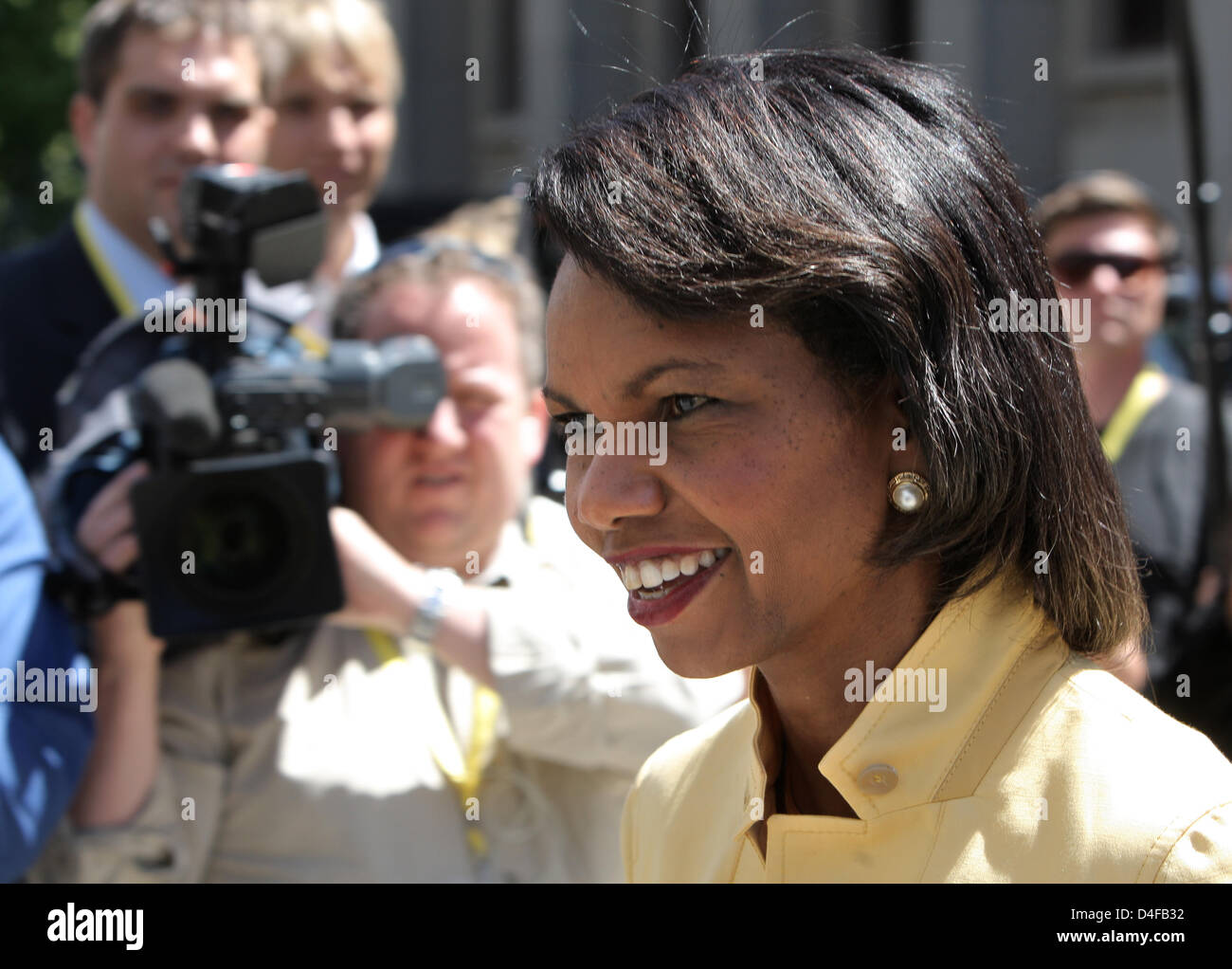 U.S. Secretary of State Condoleezza Rice gives an interview at the ...