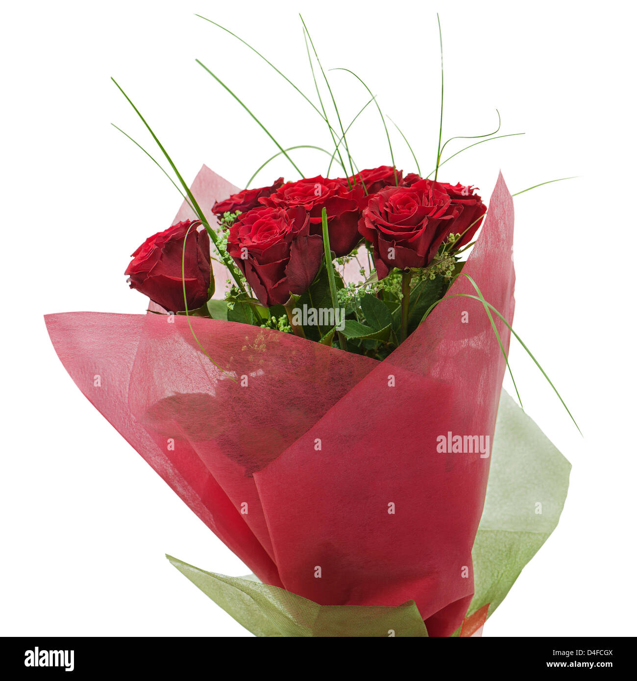 Colorful flower bouquet from red roses isolated on white background ...