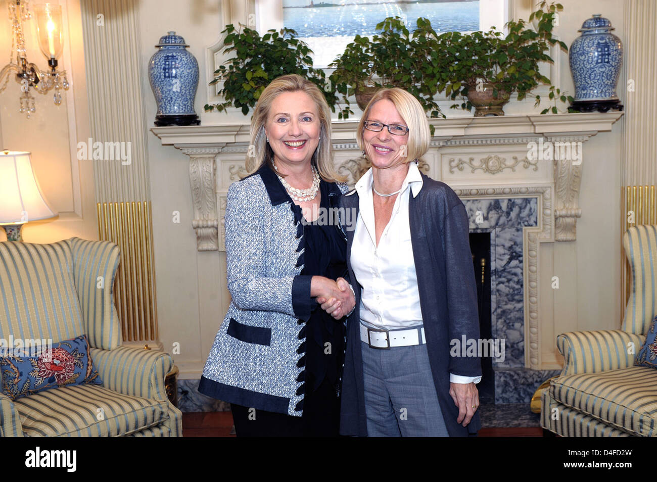 Secretary Clinton Meets With Swiss Ambassador to Iran Livia Leu Agosti Stock Photo