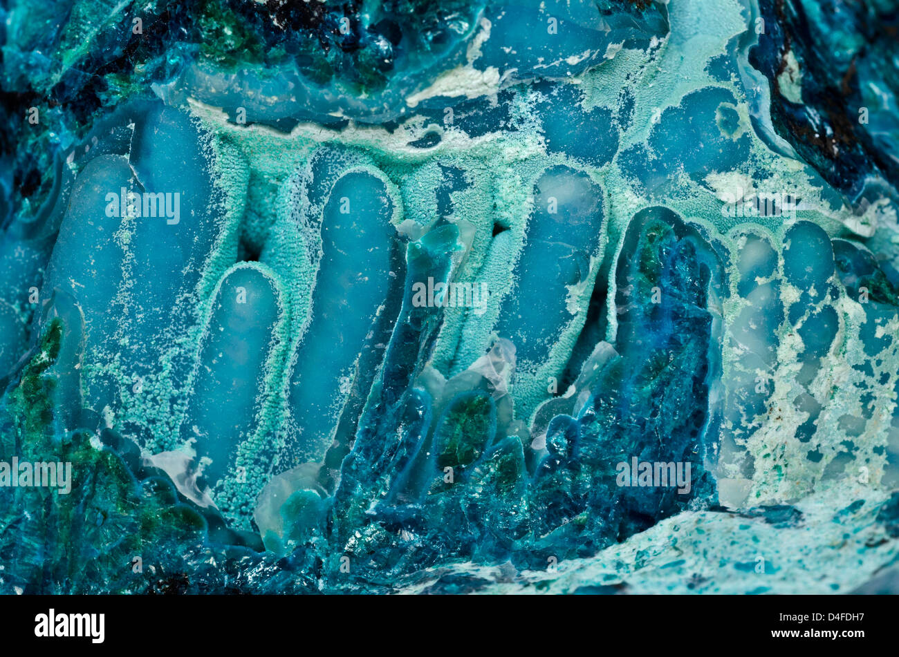 Geological specimen of green malachite mineral crystals Stock Photo