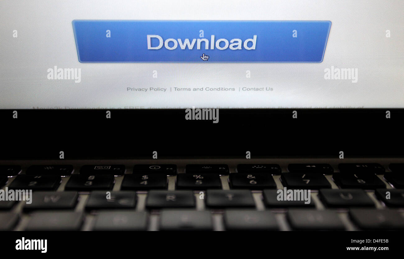 ILLUSTRATION - The download button of an internet provider is featured ...