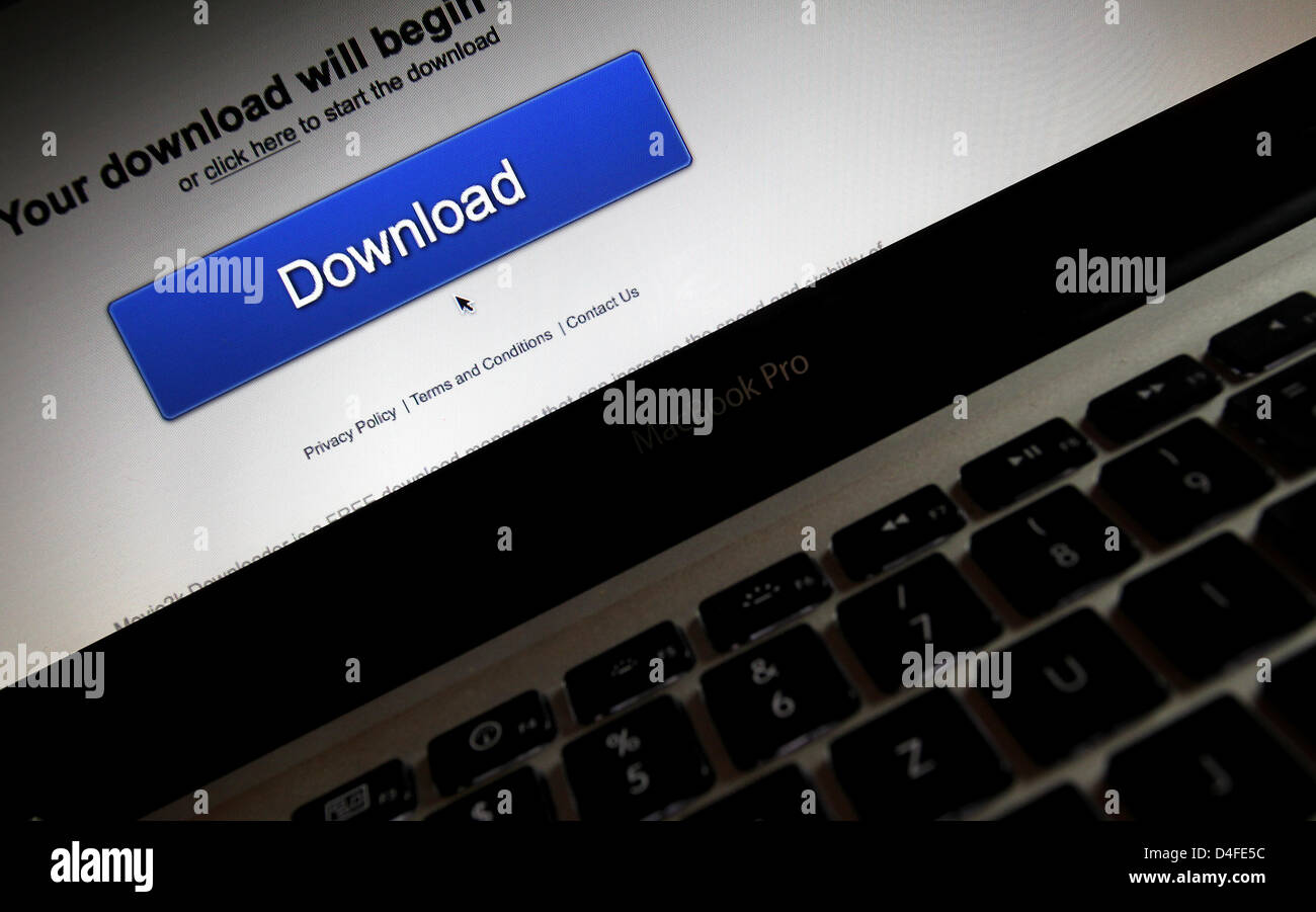 ILLUSTRATION - The download button of an internet provider is featured ...