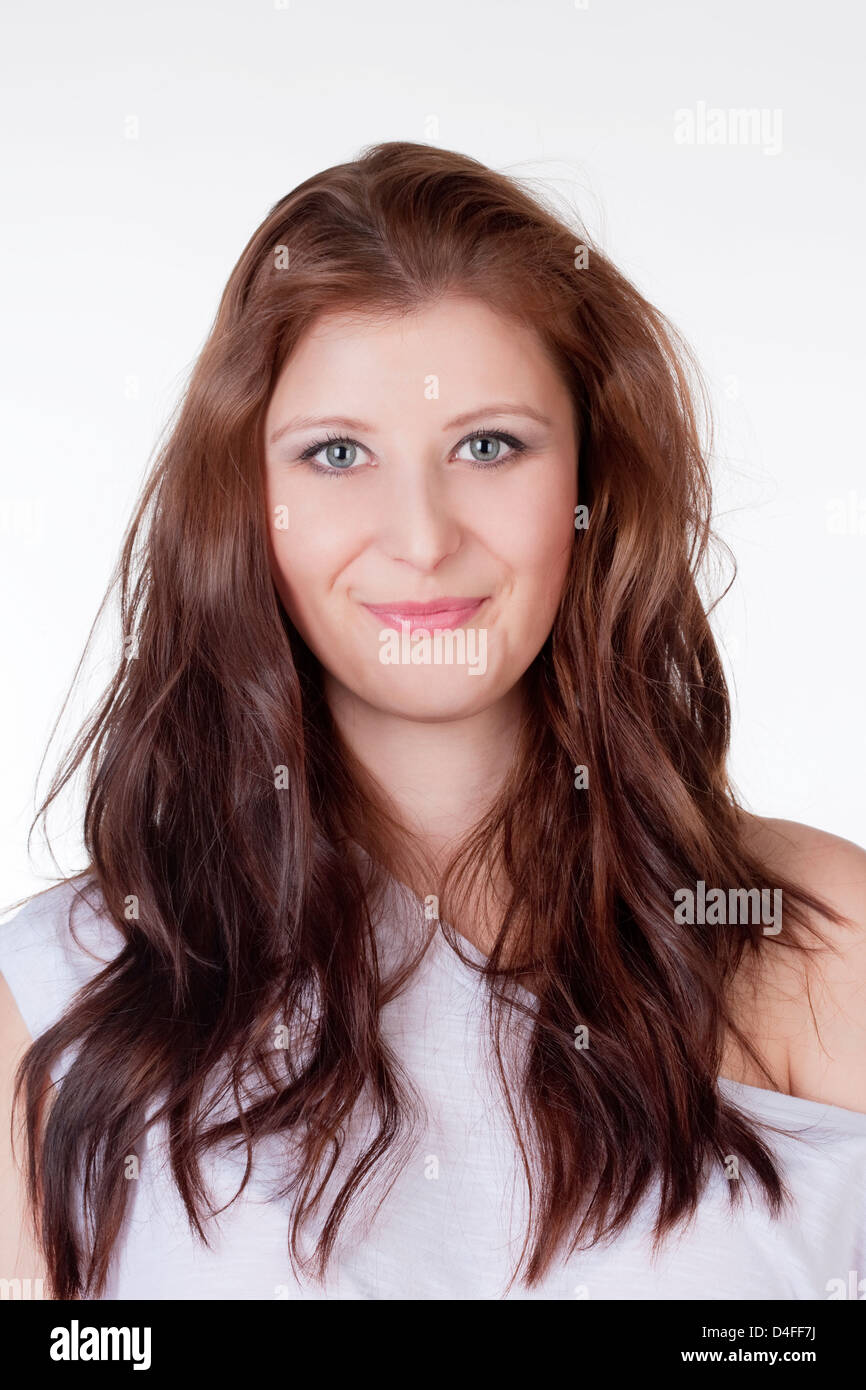 portrait of a young beautiful woman - isolated on white Stock Photo - Alamy