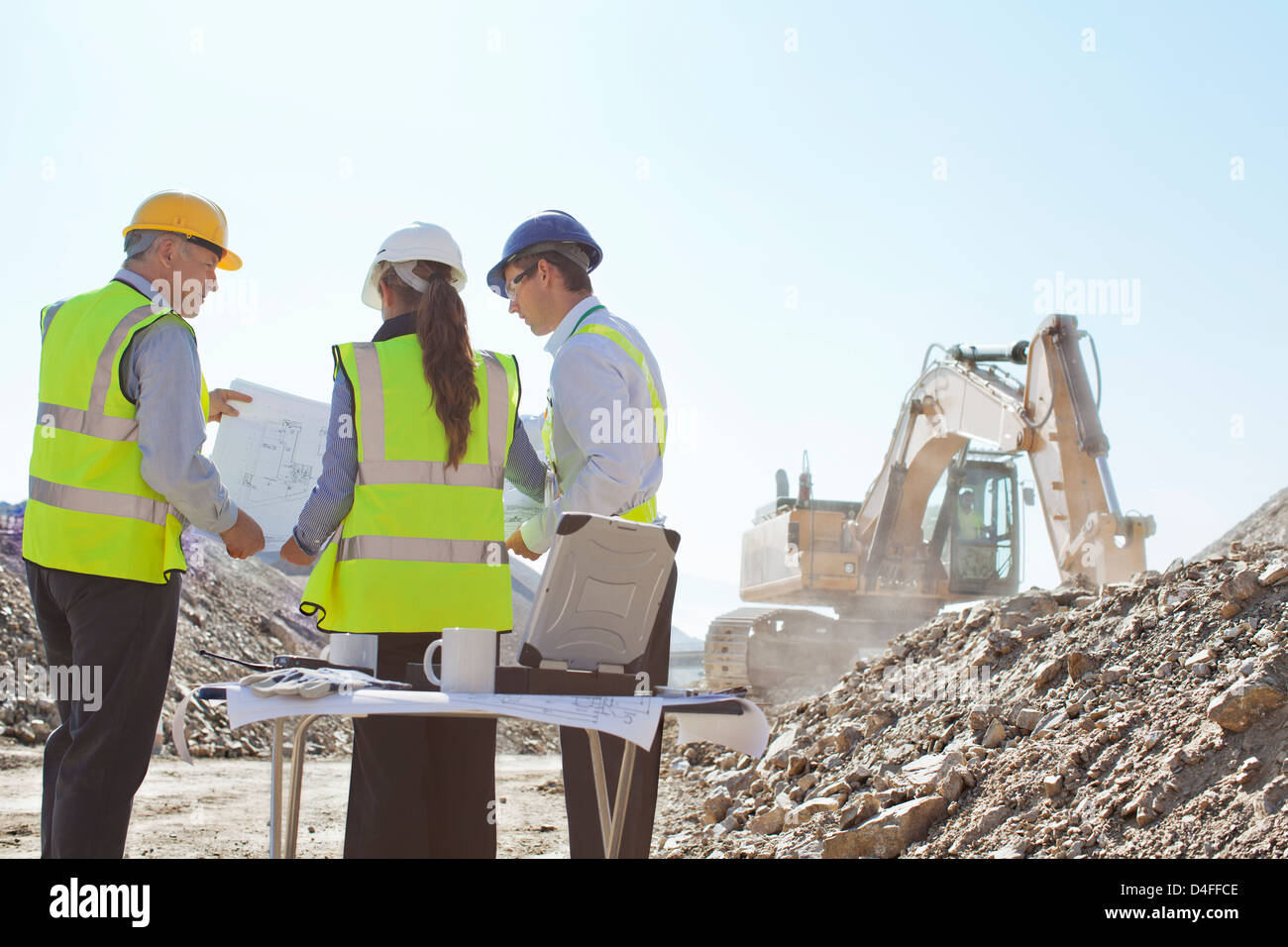 Business people talking on site Stock Photo