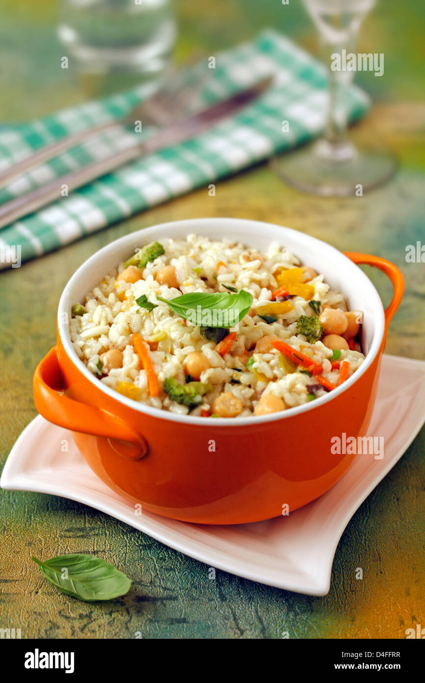 Risotto with chickpeas. Recipe available Stock Photo - Alamy