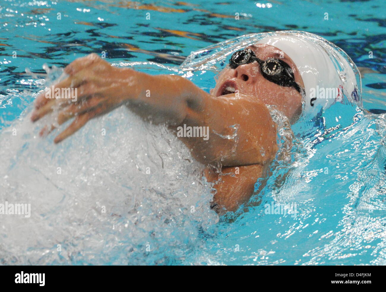 Natalie Coughlin from the USA during a womens 100m backstroke heat at the National Aquatics Center during the 2008 Olympic Games in Beijing, China, 10 August 2008. Photo: Bernd Thissen dpa (c) dpa - Bildfunk Stock Photo