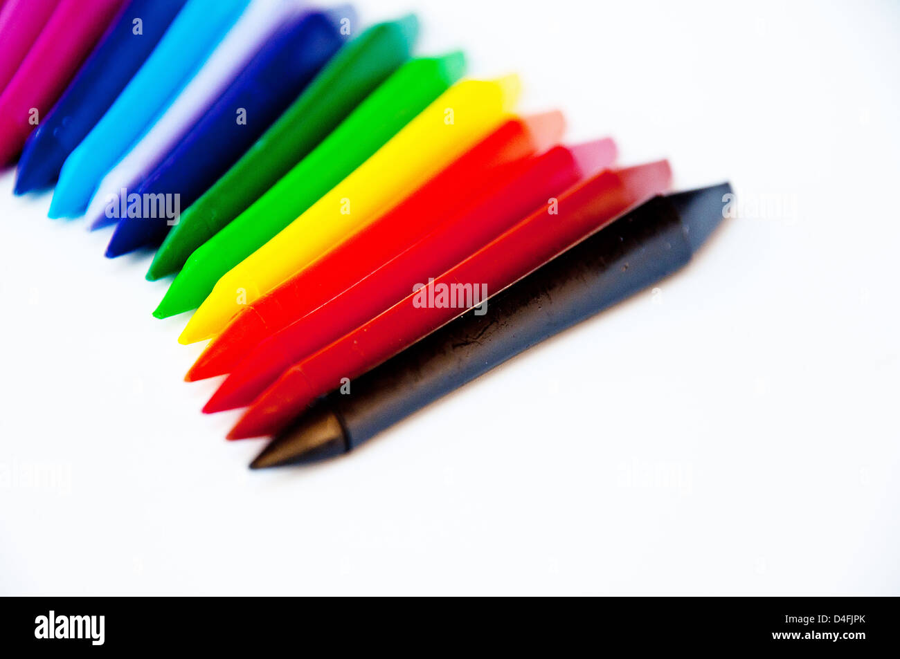 Wax crayons on white background Stock Photo Alamy