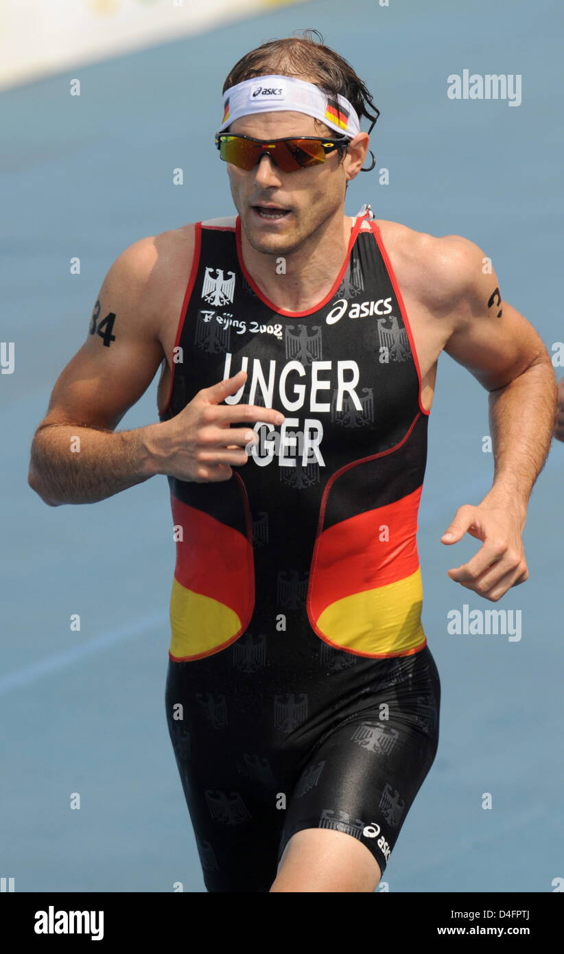 Daniel Unger from Germany runs in the men's Triathlon event at the